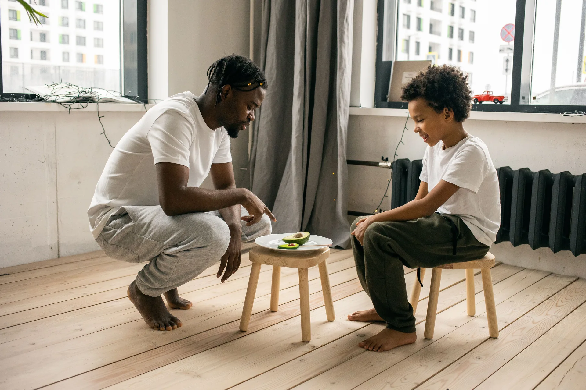 Black family sharing a healthy meal